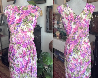 Pretty Hydrangea Spring Dress - 90's Does 60's Style - Size M