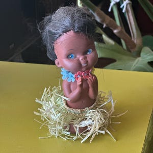 1970s Vintage Rubber Hula Girl Doll | Bobble-Head | Tiki Bar Decor or Dashboard Ornament | 5.5” Tall