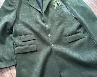 Men’s Retro Reproduction Zoot Suit –  Green Fleck 2-Piece Suit (52R / 42W) Swing, Jazz, Rockabilly!