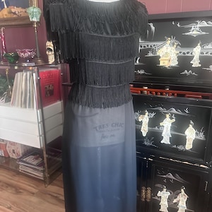 Vintage Early 80s Studio 54 Fringe Dress • Roberta LTD • Disco Goddess Vibes Size M