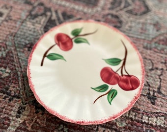 Vintage 1940's Blue Ridge Pottery Hand Painted Cherries 6 inch plate