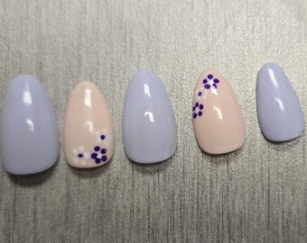 Soft purple spring themed press-on nails