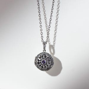 Sterling Silver Amethyst & Marcasite Locket Necklace