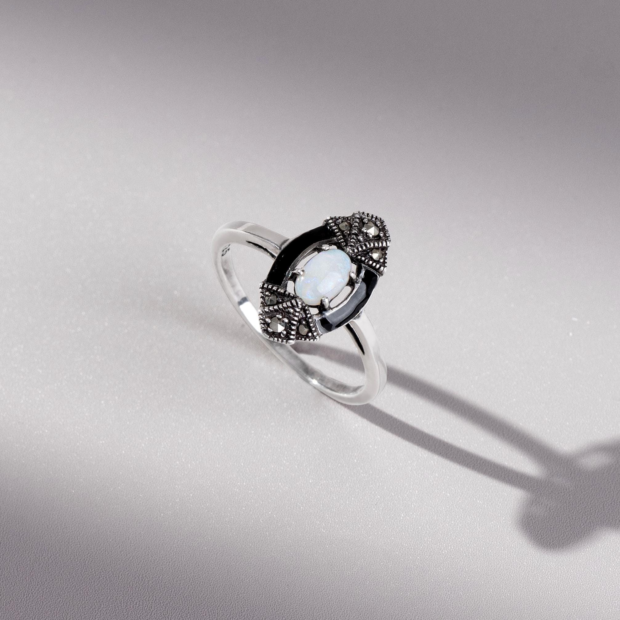 Bague En Argent Massif émaillée Vert Et Noir - Taille 53 Occasion Très Bon état