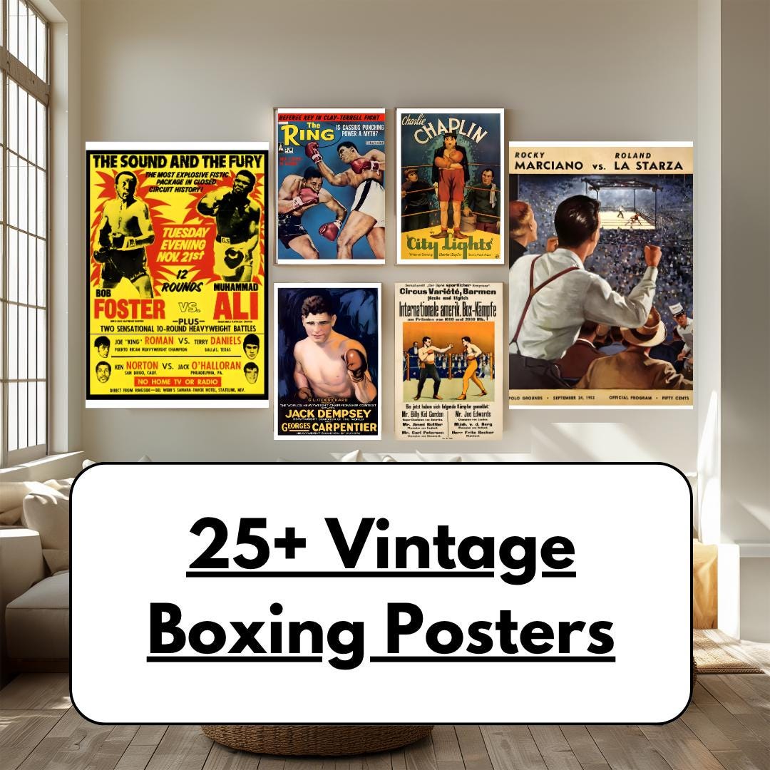 Vintage Boxing Posters Set | Retro Fight Night Decor (digital Prints ...