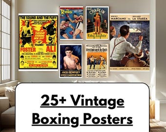 Vintage Boxing Posters, 25+ Digital Prints | 300 DPI Retro Art