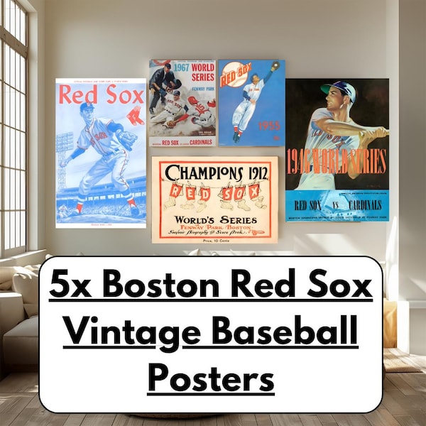 Vintage Red Sox Baseball Posters, MLB Art Prints (Digital Download)