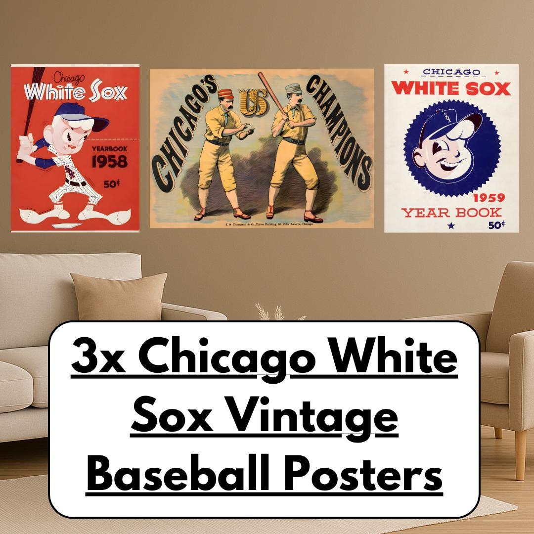 Vintage Chicago White Sox Poster Set, Retro Baseball Art (digital — free download