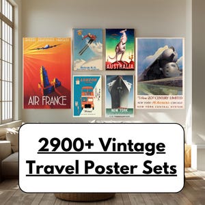 6 Galerie Sets - 2900+ Vintage Reise Poster Mega Bundle | Druckbare Wandkunst | Hochauflösender digitaler Download | Retro Wohndekor