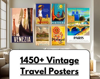 Vintage Reiseposter Bundle 1450+ Digital Download | Retro Zielort Drucke | 300 DPI 10800px