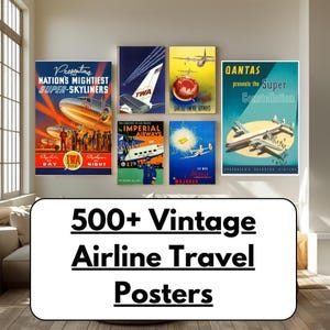 Affiches d'aviation, plus de 500 reproductions vintage de compagnies aériennes | Pack d'affiches rétro d'avions