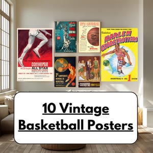 10 Vintage Basketball Posters – Retro Sports Prints, Poster Set