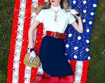 red white blue dress womens