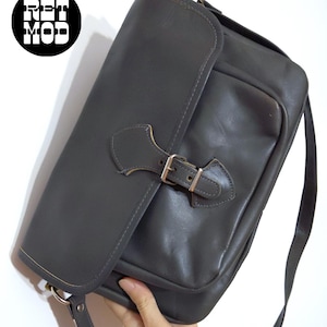 Monedero de hombro con hebilla frontal de cuero gris vintage de los años 70 de NWOT