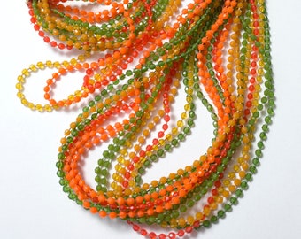 So Good Vintage 60s 70s Orange Green Multi-strand Plastic Statement Necklace