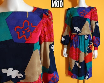 FABULOUS Vintage 80s Abstract Shapes Patterned Two-Piece Skirt Set