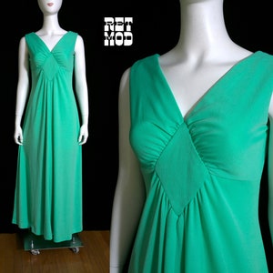 Pretty Vintage 60s 70s Light Minty Shamrock Green Colored Maxi Dress image 1