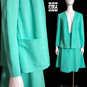 Fab Vintage 60s 70s Light Minty Shamrock Green Two-Piece Skirt Set image 1