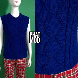 Rich Vintage 80s Deep Blue Sweater Vest Great for Layering image 1