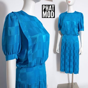 Awesome Vintage 80s 90s Blue Checkerboard Dress by Liz Claiborne