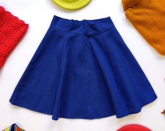 Adorable Vintage 60s 70s Navy Blue A-Line Cotton Mini Skirt