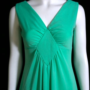 Pretty Vintage 60s 70s Light Minty Shamrock Green Colored Maxi Dress image 5
