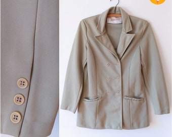 Safari Chic Vintage 60s 70s Light Brown Khaki Colored Blazer with Pockets by Jantzen