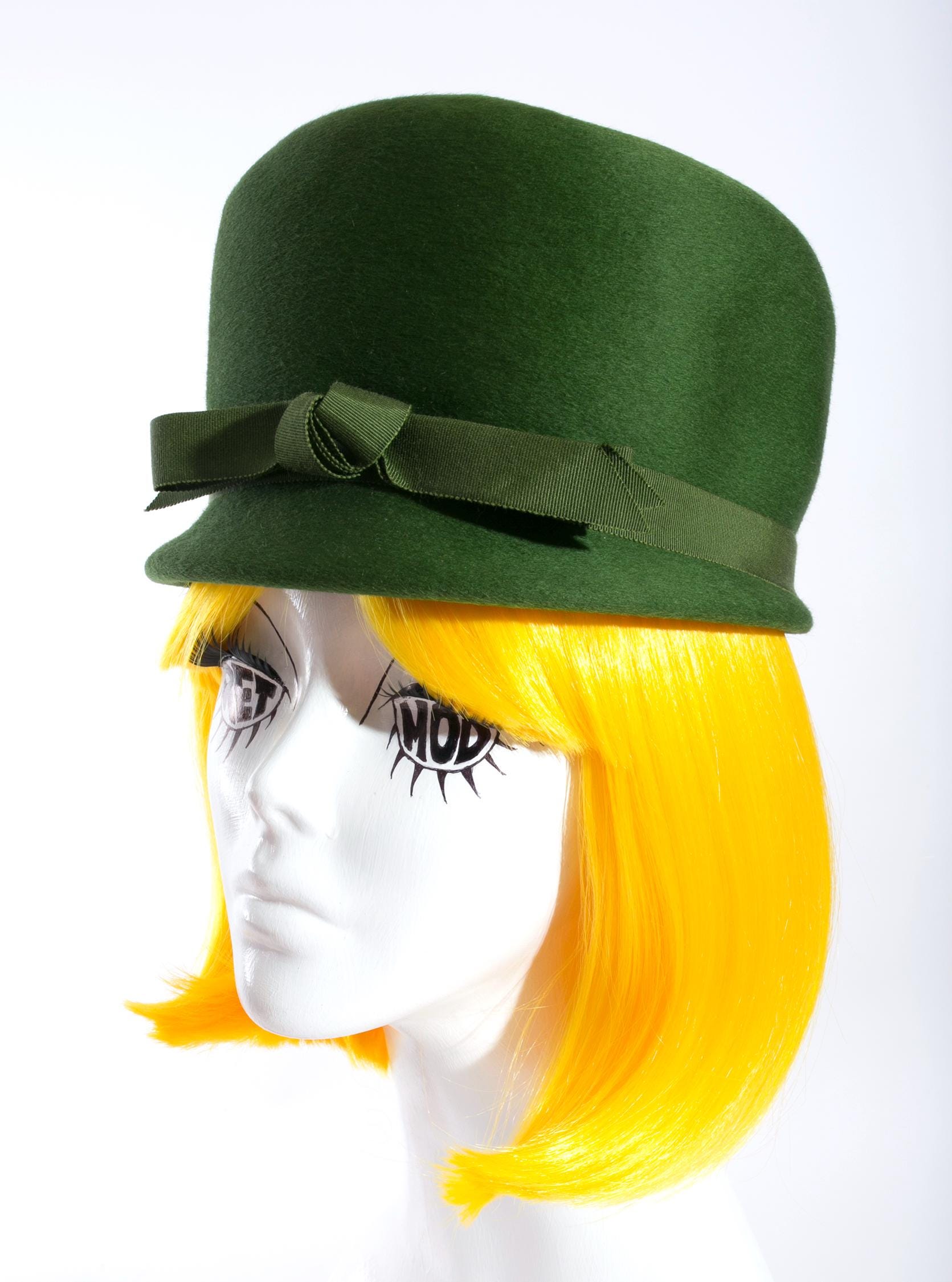 Immaculate Mod Vintage 60s 70s Olive Green Felt Riding Cap - Etsy UK