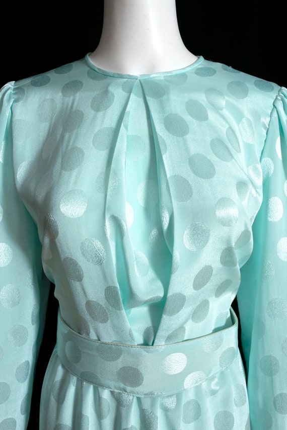 Sassy Vintage 80s 90s Pastel Blue-Green Polka Dot… - image 6