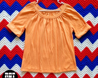 NWOT Soft Vintage 70s Peach Orange Short Sleeve T-Shirt