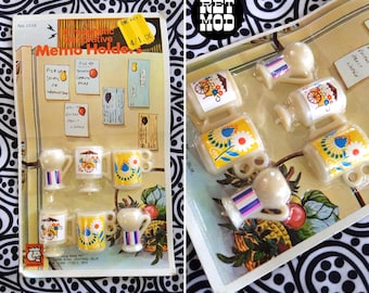 Deadstock Vintage 70s Kitschy Plastic Groovy Mug Magnets