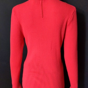 Fab Vintage 60s 70s Salmon Pink Ribbed Knit Turtleneck Sweater Top image 8