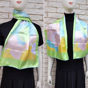 So Pretty Vintage 70s Very Light Pastel Abstract Long Scarf image 3