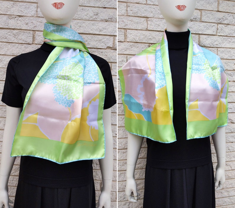 So Pretty Vintage 70s Very Light Pastel Abstract Long Scarf image 3