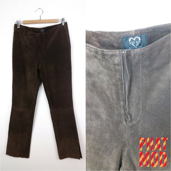 Hot Rockstar 90s Chocolate Brown Suede Pants by X… - image 1