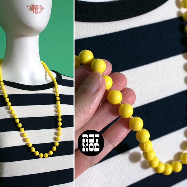 Simple Yet Chic Vintage Bright Yellow Beaded Necklace