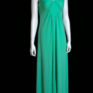 Pretty Vintage 60s 70s Light Minty Shamrock Green Colored Maxi Dress image 6