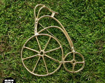 Large Statement Gold Bicycle Vintage 70s Brooch