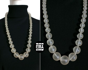 Fantastic Vintage 60s 70s 80s Clear Frosted Lucite Beaded Statement Necklace