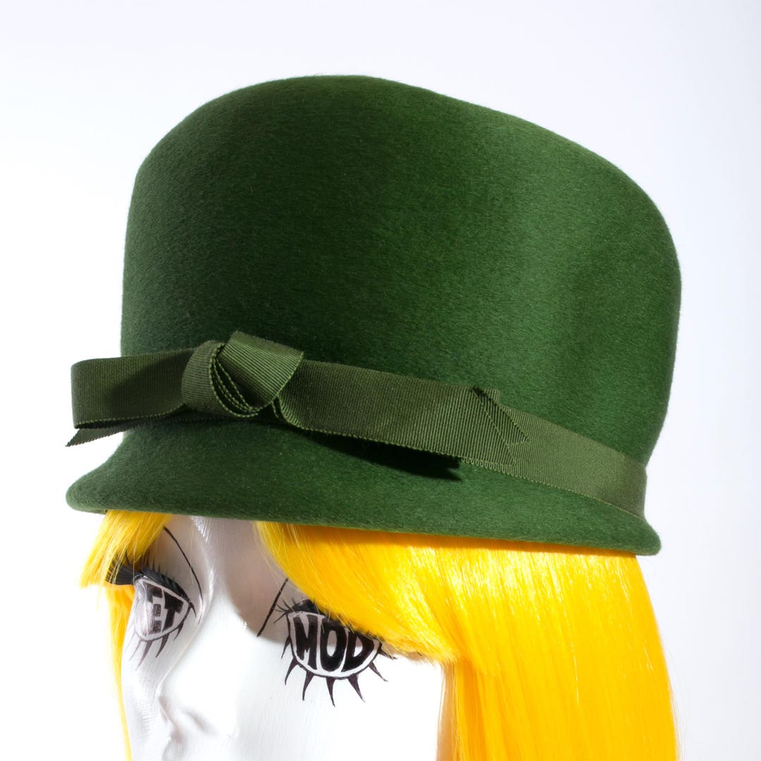 Immaculate Mod Vintage 60s 70s Olive Green Felt Riding Cap - Etsy UK