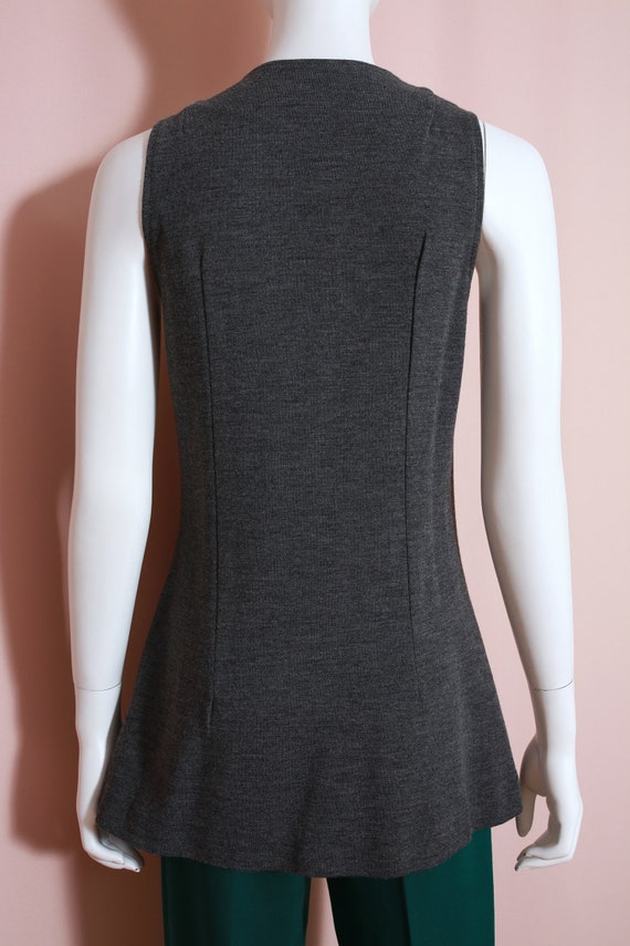 Mod Vintage 60s 70s Gray Heather Long Vest Top - image 8