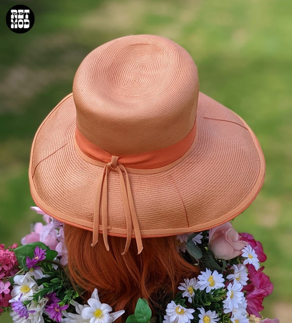 Fashionable Vintage 60s Light Orange Wide Brim Ha… - image 8