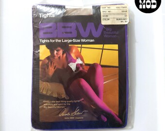 BURGUNDY - 3X Plus Size Deadstock Vintage 80s Tights Hosiery