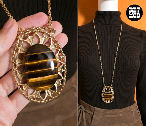 Limited Edition Tiger's Eye Heart Lock Pendant Necklace from RIVA New York