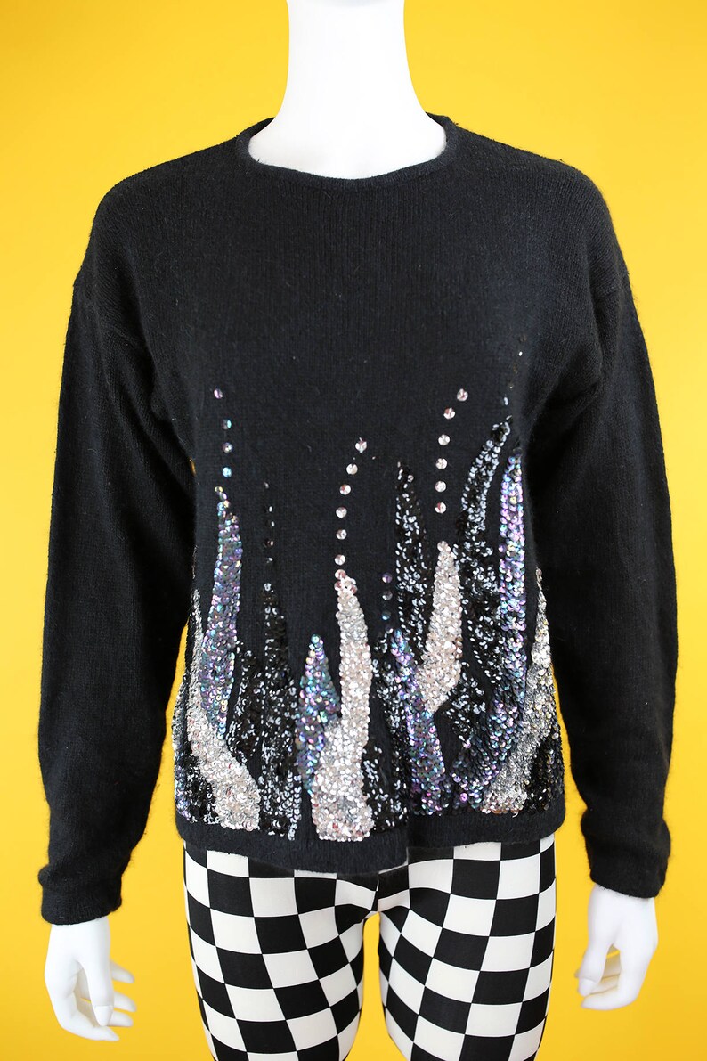 Pull Vintage Michael Simon Années 80 - Motif Géométrique Coloré - Taille Unique