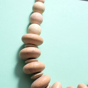 Fashionable Vintage 80s Natural Pastel Wood Beaded Chunky Statement Necklace image 5