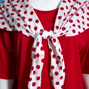 Cute Vintage 80s 90s Red & White Polka Dot Sailor Collar Oversized T-Shirt image 3