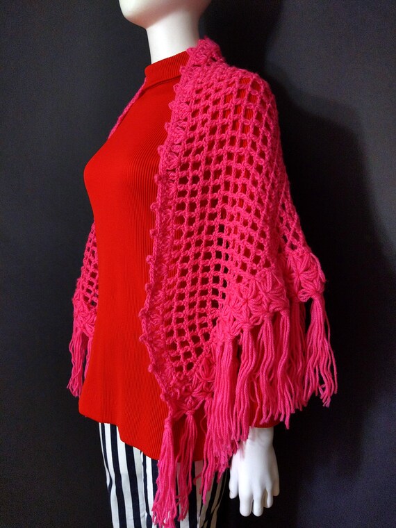 Absolutely Lovely Vintage 60s 70s Pink Shawl with… - image 7