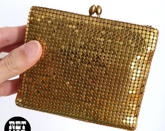Cute Vintage 70s 80s Gold Mesh Coin Purse Wallet