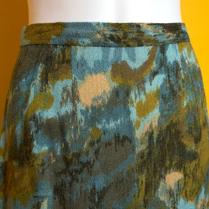 Interesting Vintage 50s 60s Blue Green Abstract Patterned Skirt image 3